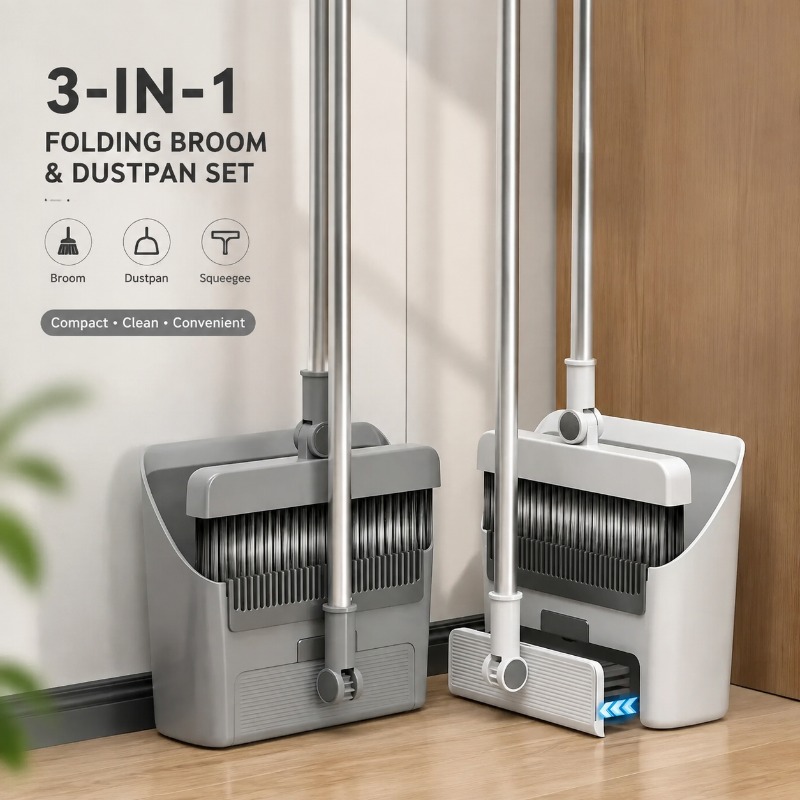 Squeegee Holder Screen - 3-in-1 opvouwbare bezem- en stofbakset, staande